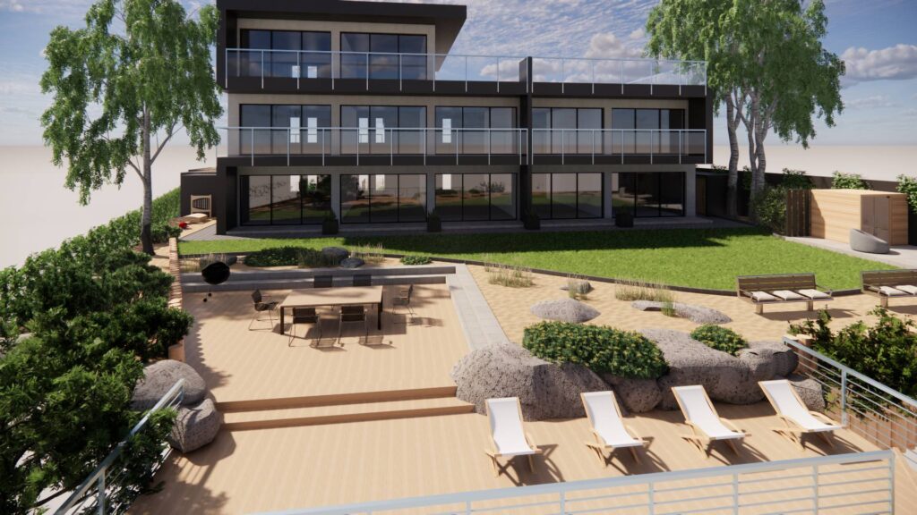 Ogród na klifie przy apartamentowcu